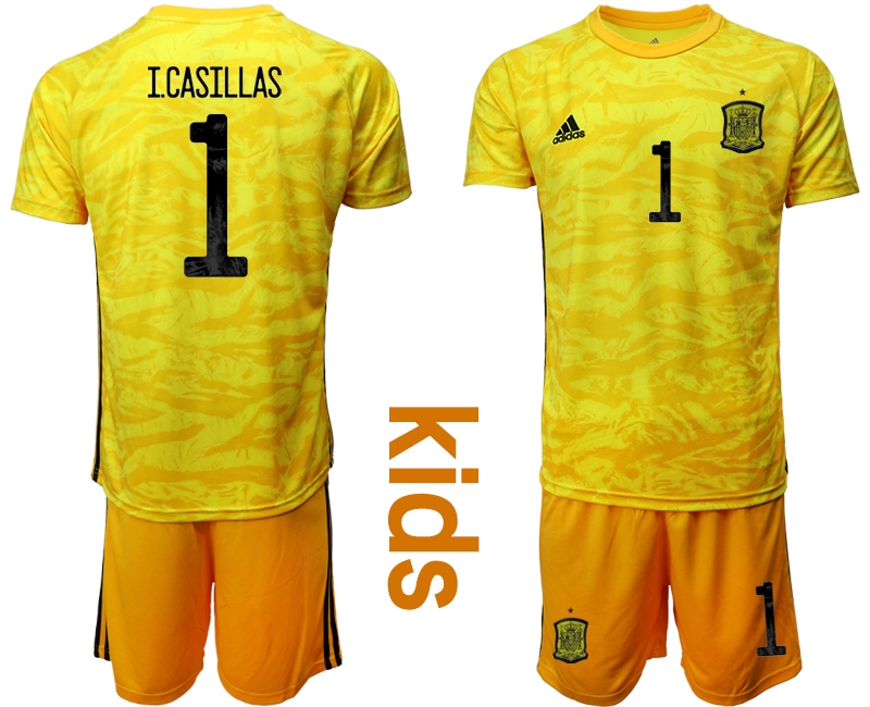 Cheap Youth 2021 European Cup Spain yellow goalkeeper 1 Soccer Jersey1